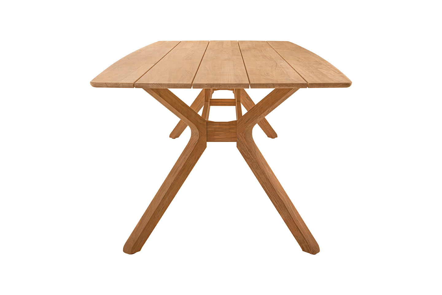 Jeberg Dining Table, Slatted Teak Top 280x100cm (110"x40"), With Umb Hole